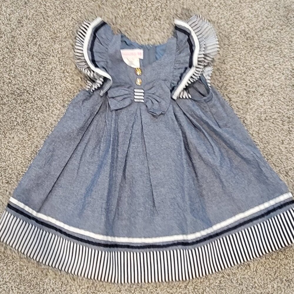 Bonnie Baby Blue Dress with Bow & Ruffles 18 months